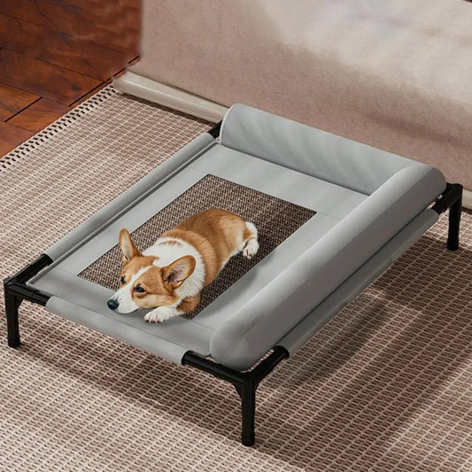 Elevated Mesh Dog Bed with Pillow — Breathable Raised Outdoor & Indoor Pet Bed