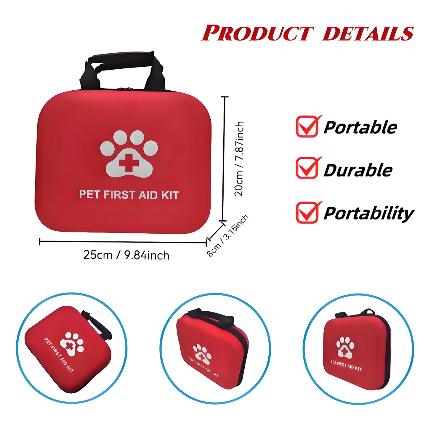 Pet First Aid Kit — Emergency Survival Kit for Dogs, Cats & Reptiles