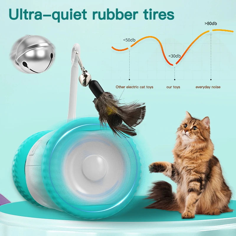 Jouet interactif intelligent pour chat - Voiture à équilibrage automatique avec plumeau pour jeu d'intérieur