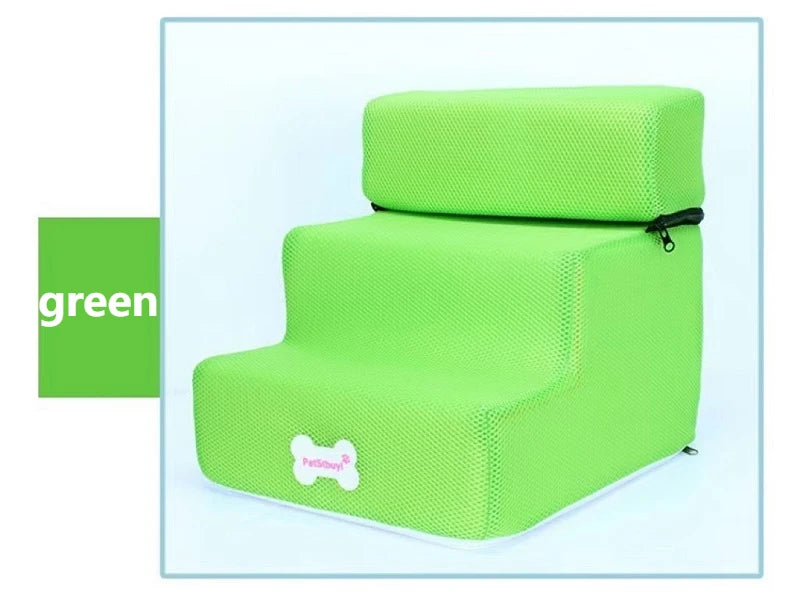 Anti-Slip Pet Stairs with Removable Washable Cover – 2 or 3 Step Ramp for Dogs & Cats