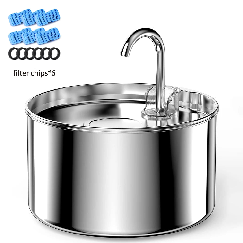 Premium Stainless Steel Pet Water Fountain - 2.2L Automatic Dispenser