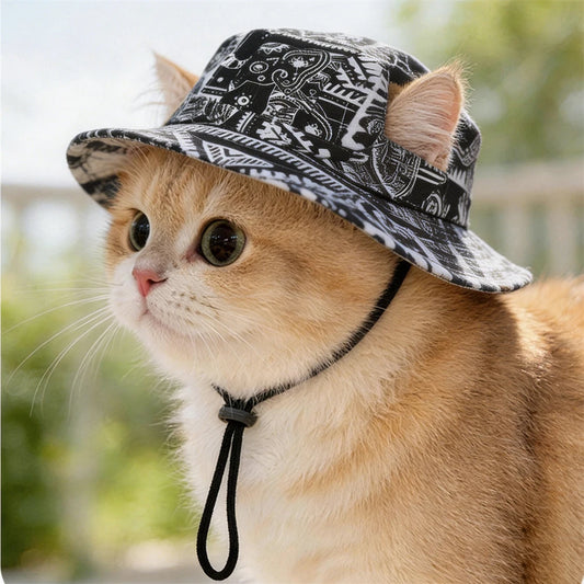 Striped Canvas Pet Sun Hat for Cats & Small Dogs
