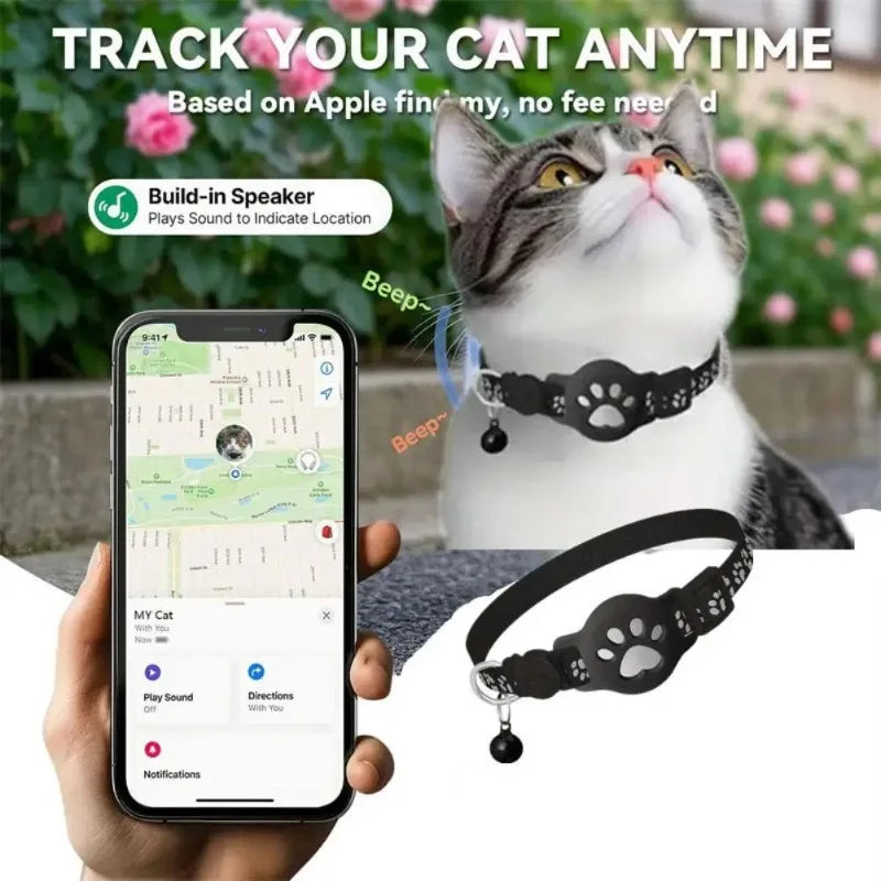 Reflective AirTag Pet Collar with Safety Buckle for Cats & Small Dogs