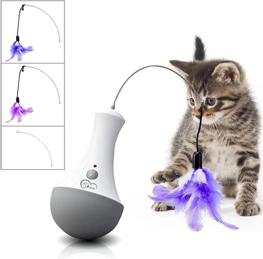 Interactive Feather Cat Toy - Automatic Teaser Wand for Indoor Play