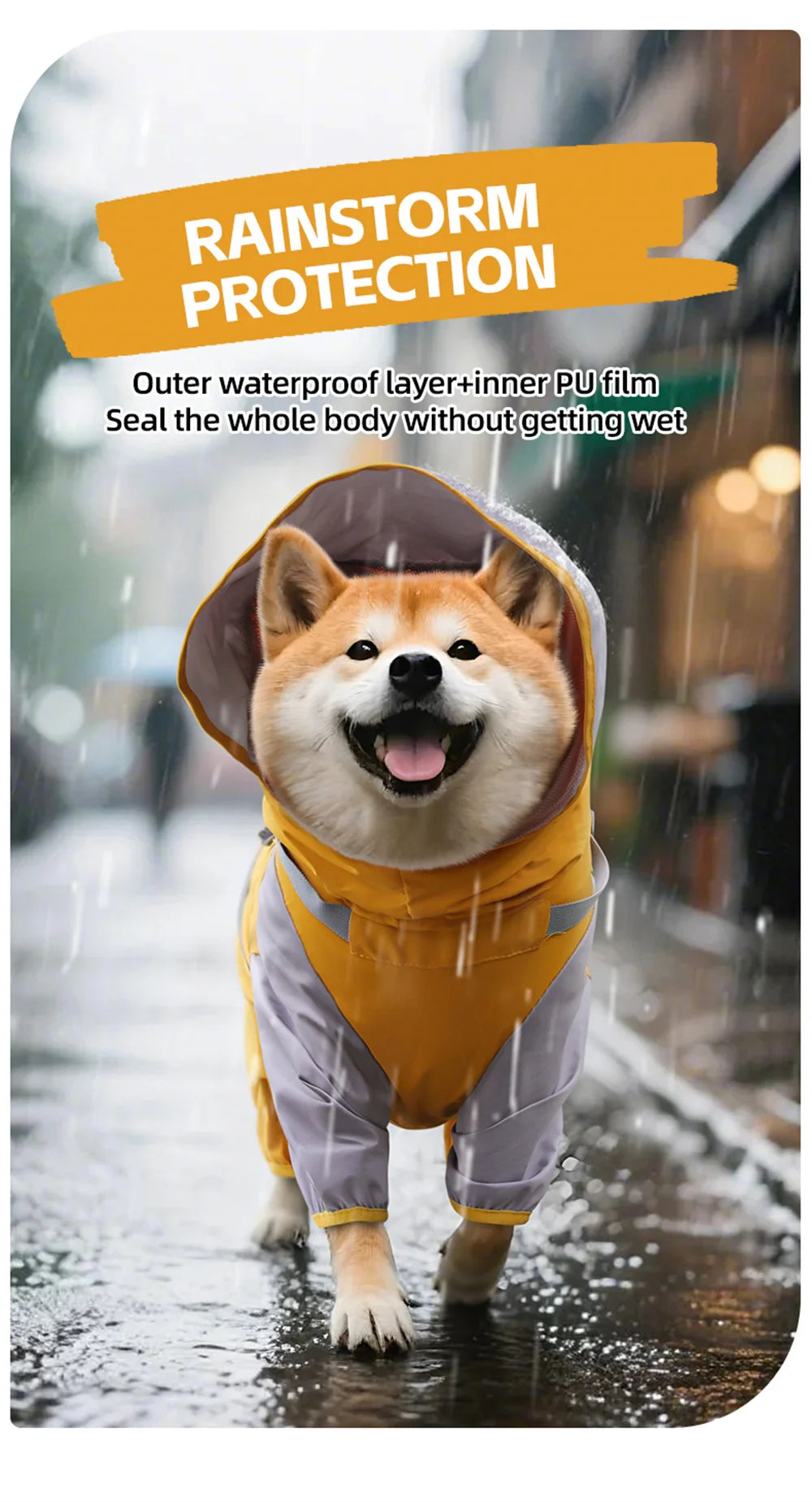Waterproof Dog Raincoat with Harness & Detachable Hood