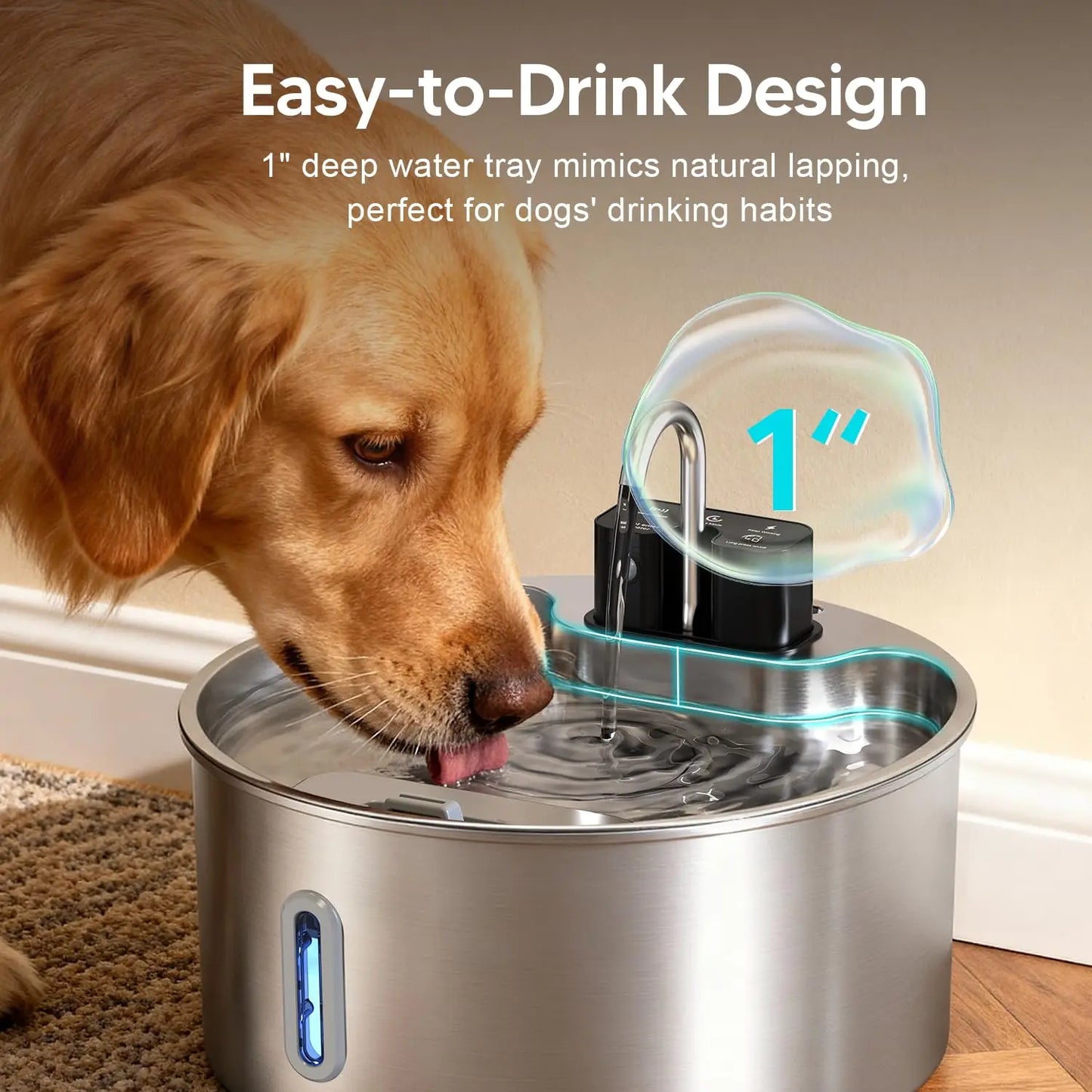 Fontaine à eau sans fil en acier inoxydable de 7 L pour chat — Sans fil intérieur