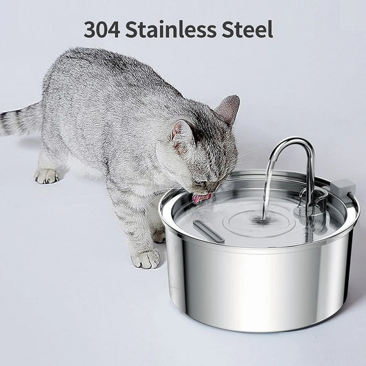 Fontaine à eau automatique en acier inoxydable de 3,2 L pour animaux de compagnie – Distributeur d'eau pour chats et chiens avec filtre
