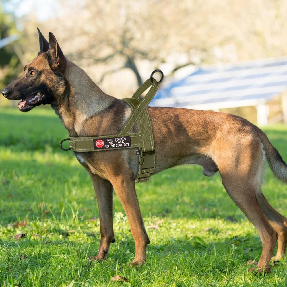 Tactical No-Pull Dog Harness - Reflective Nylon Vest for Training