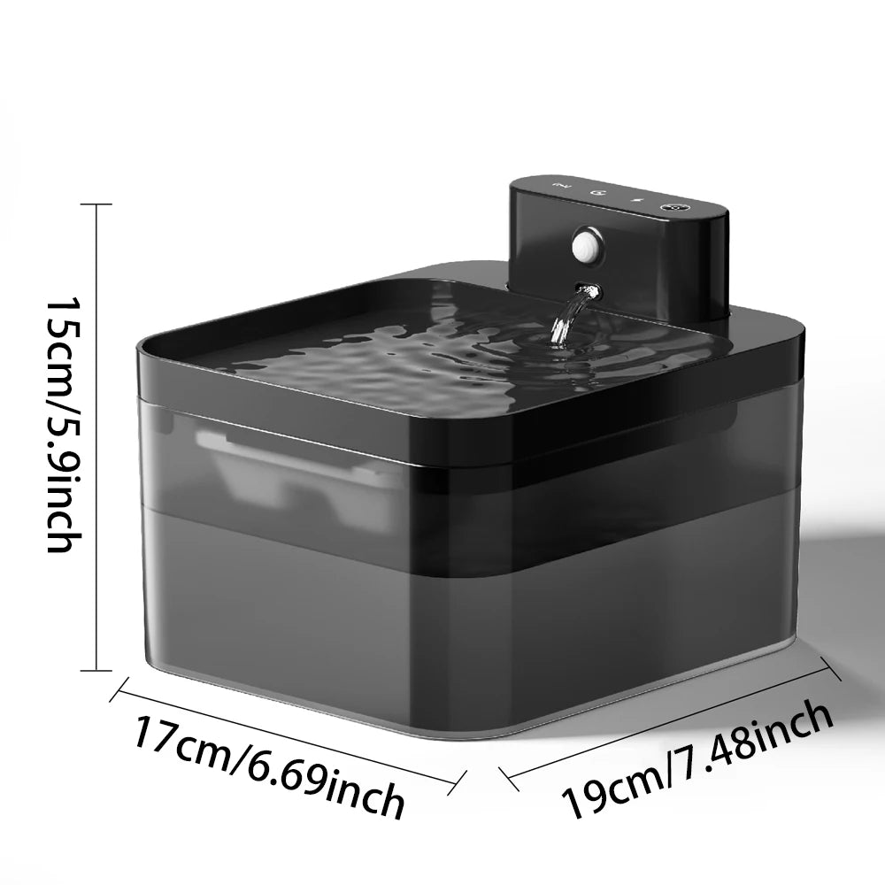 Fontaine à eau sans fil pour animaux de compagnie 2,2 L – Gamelle intelligente à induction pour chats et chiens avec filtre