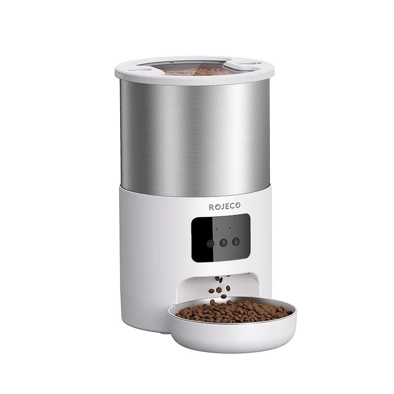 Distributeur automatique intelligent pour animaux de compagnie en acier inoxydable de 4,5 L avec Wi-Fi et enregistrement vocal