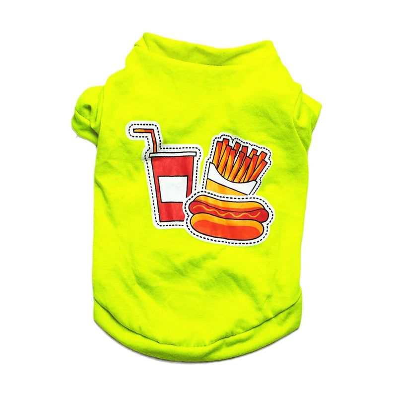 Printed Cotton T-Shirt Vest for Cats & Small Dogs