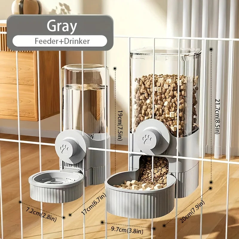 Distributeur automatique de nourriture et d'eau pour animaux de compagnie - Distributeur suspendu par gravité avec gamelle
