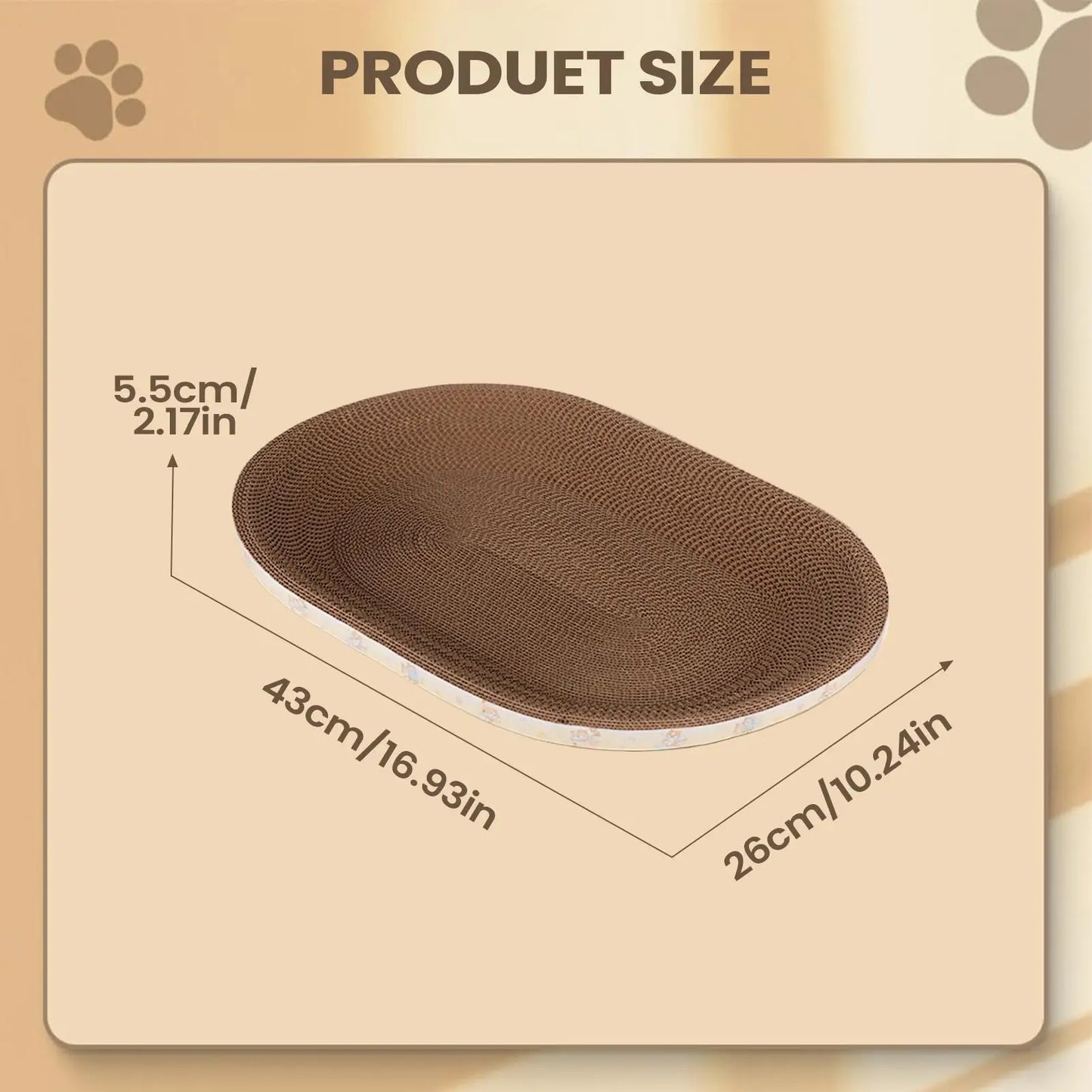 Oval Corrugated Cardboard Cat Scratcher & Lounge Bed