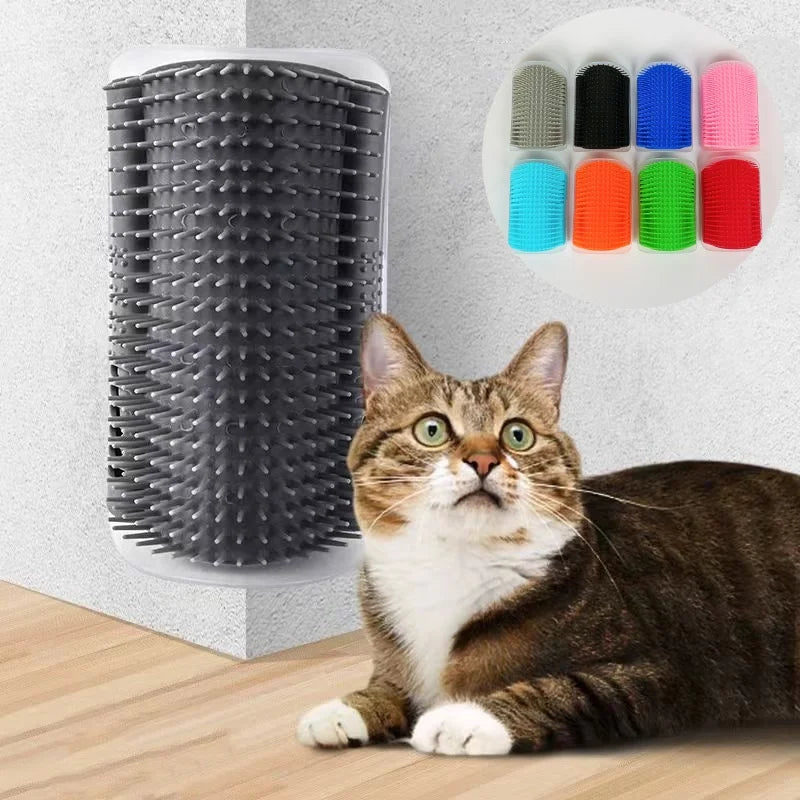 Cat Self-Grooming Wall Corner Brush - Massage & Hair Removal Tool