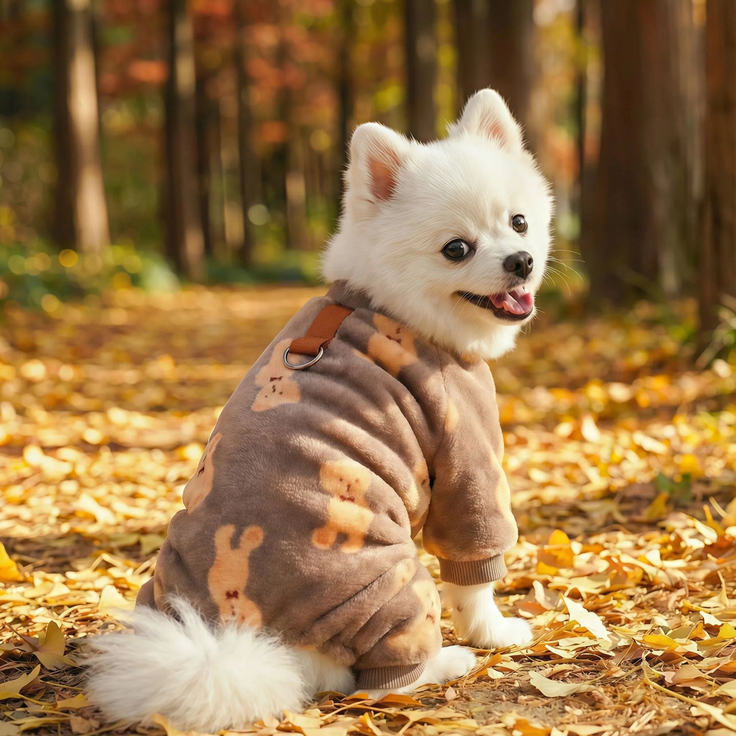 Fleece Dog & Cat Jumpsuit with Leash Ring | Soft Warm Autumn Winter Coat for Puppies to Large Dogs