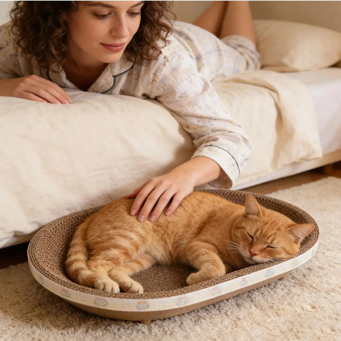 Oval Corrugated Cardboard Cat Scratcher & Lounge Bed