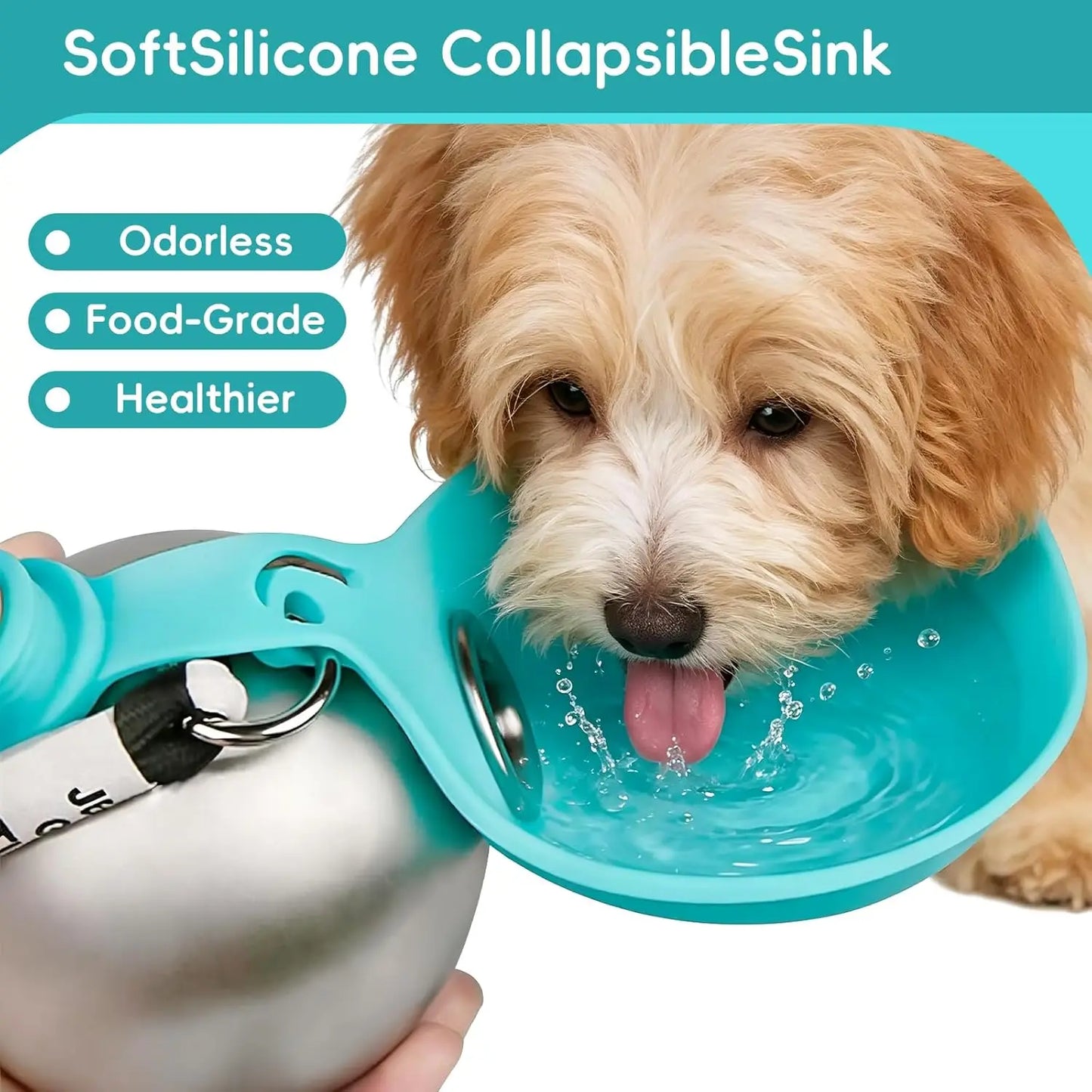 2-in-1 Dog Water Bottle with Foldable Silicone Bowl