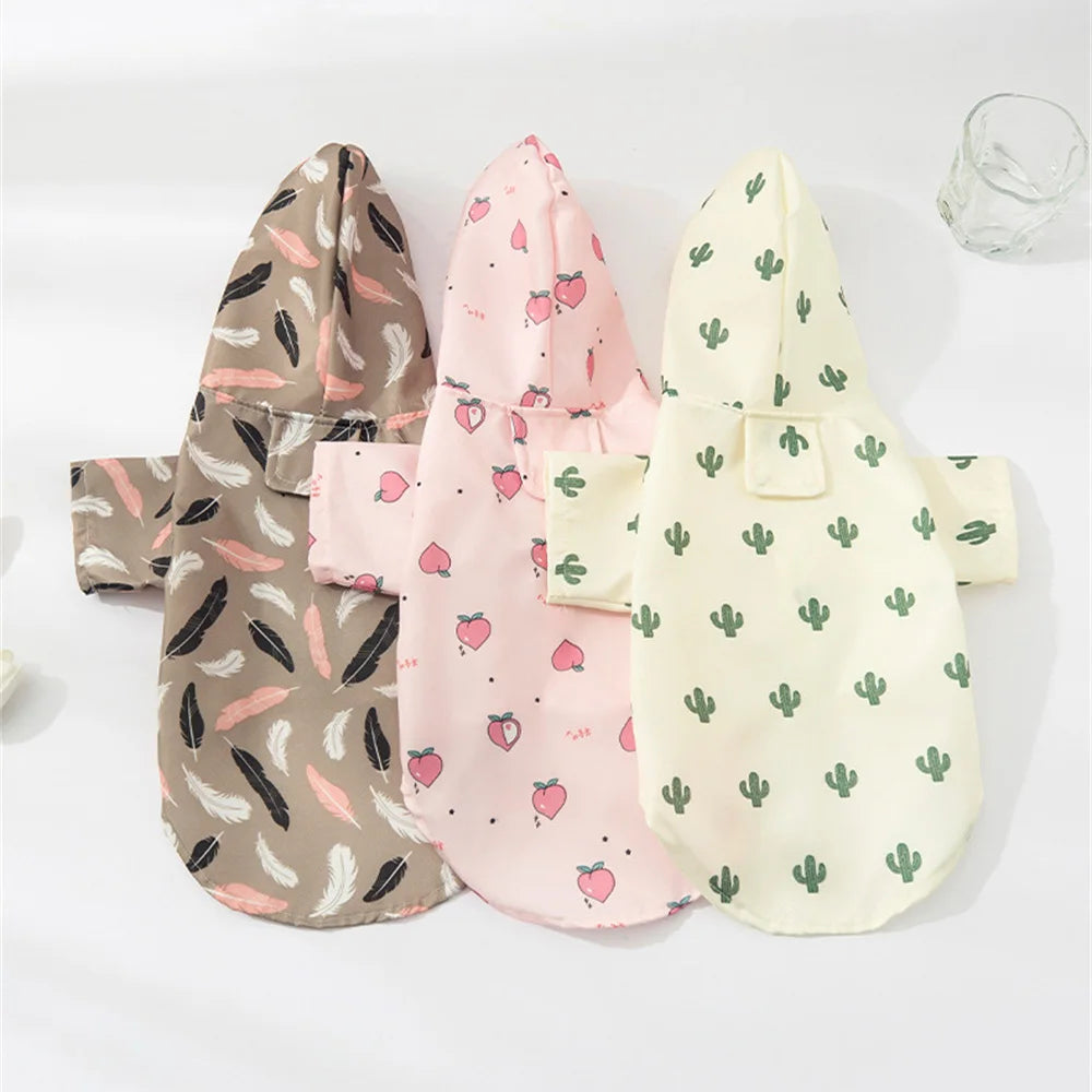 Printed Pet Dog Raincoat Waterproof Pet Hoodie with Traction Hole for Small Dogs Bichon Chihuahua Puppy Chubasquero Para Perros