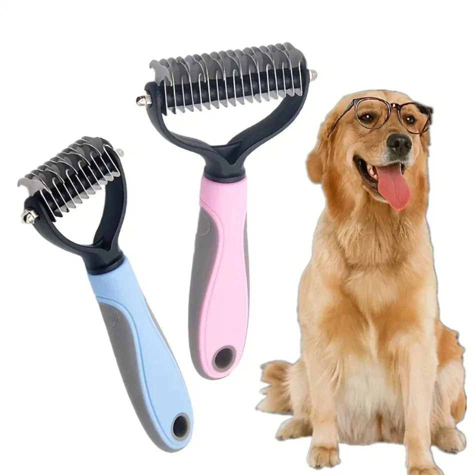 Double-Sided Stainless Steel Pet Grooming Comb – Detangling & Dematting Brush for Dogs & Cats
