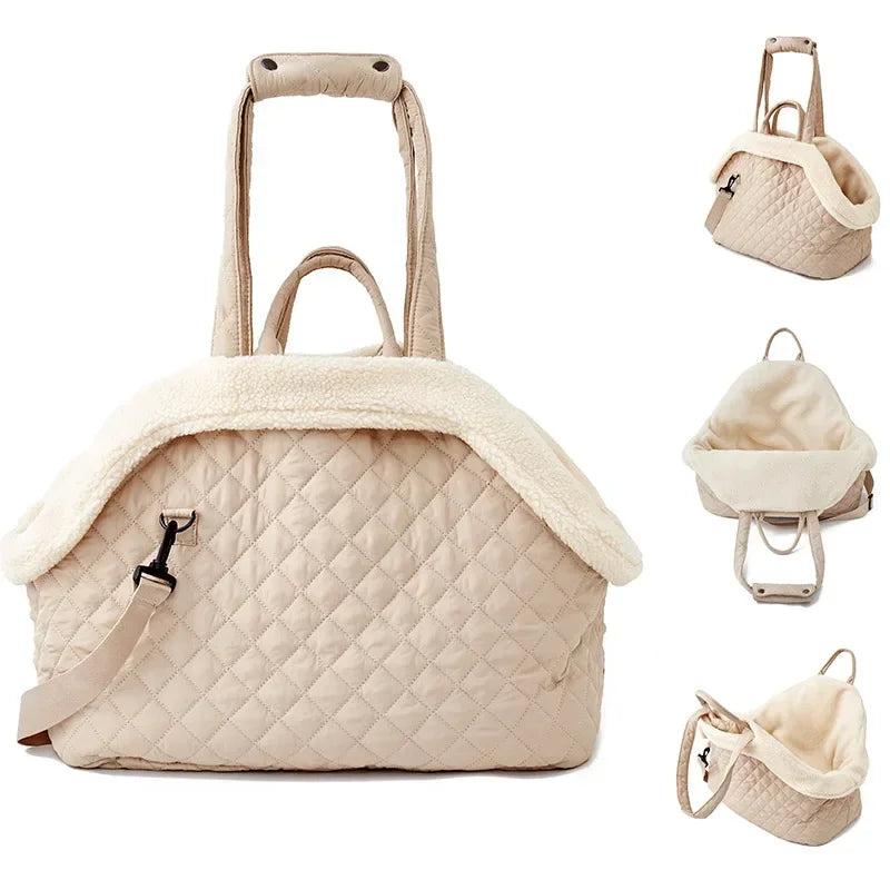 Plush Pet Carrier Handbag for Cats & Small Dogs