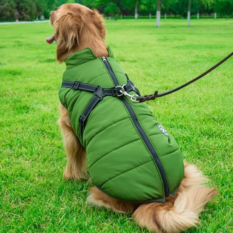 Waterproof Fleece Dog Jacket with Harness