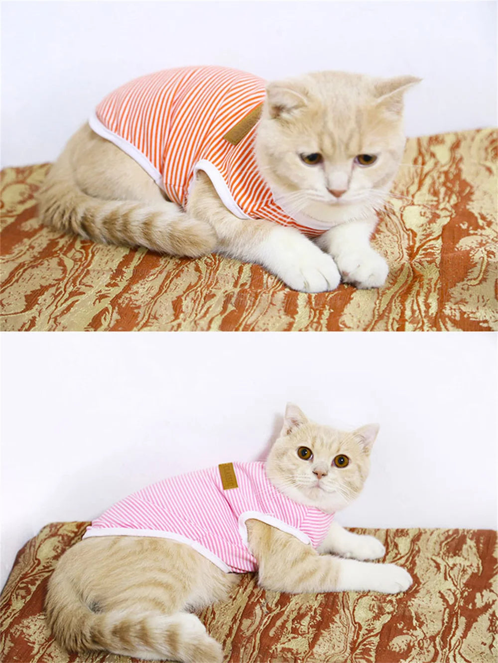 Classic Striped Cotton Vest for Cats & Small Dogs