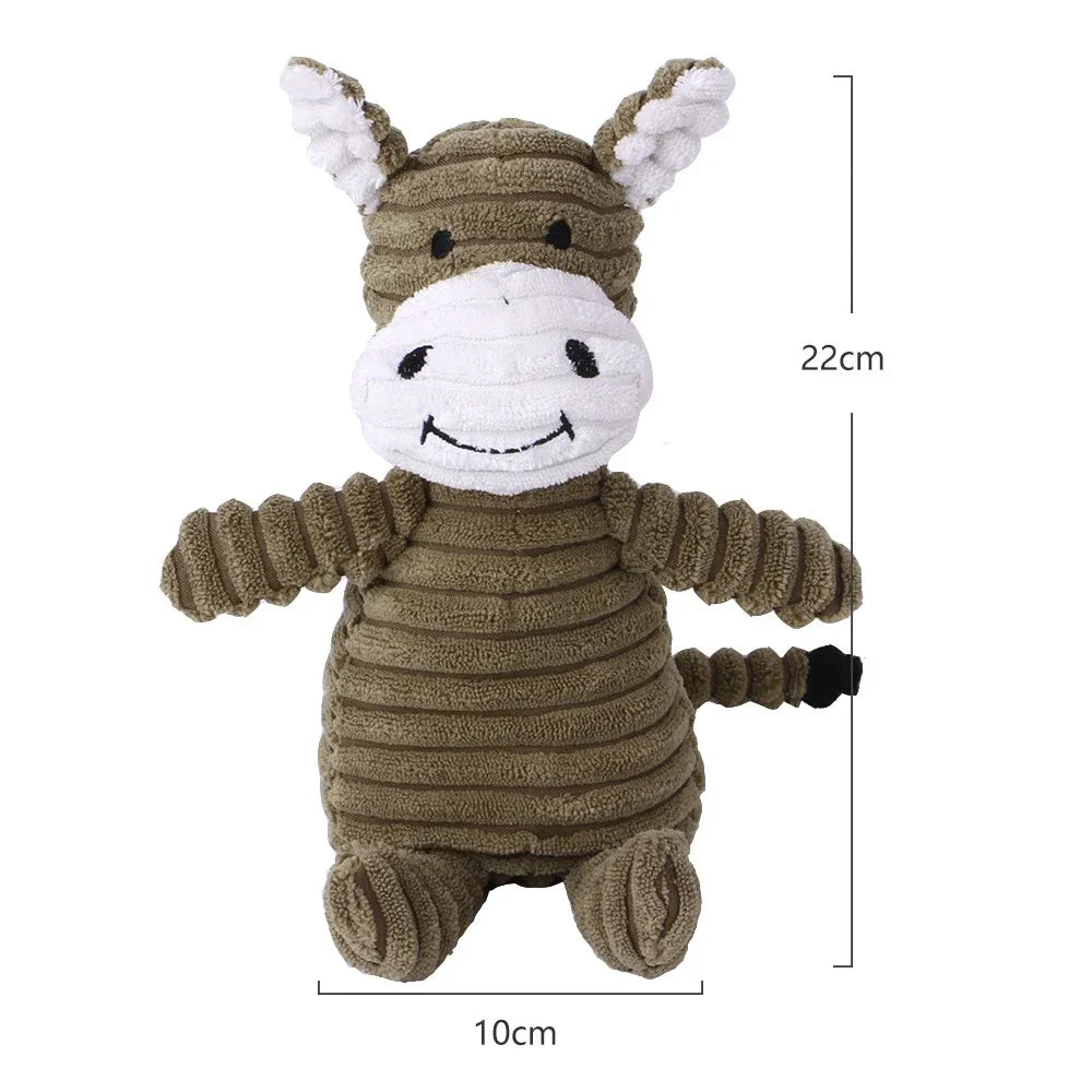 Jouet couineur en peluche pour chien - Forme d'animal en velours côtelé résistant aux morsures
