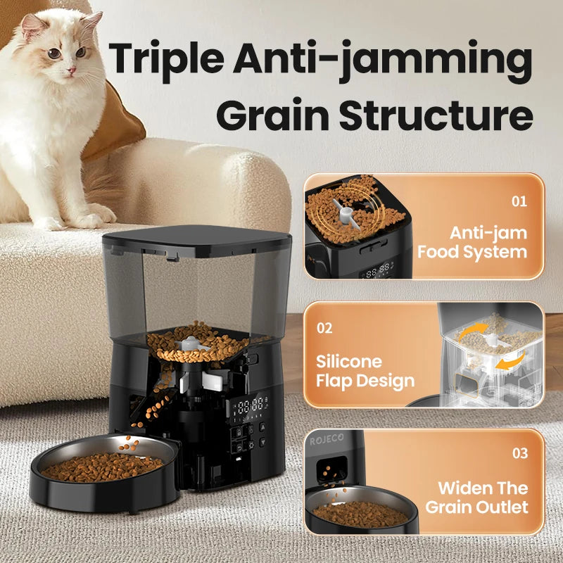 Smart Automatic Pet Feeder & Kibble Dispenser — Button Version