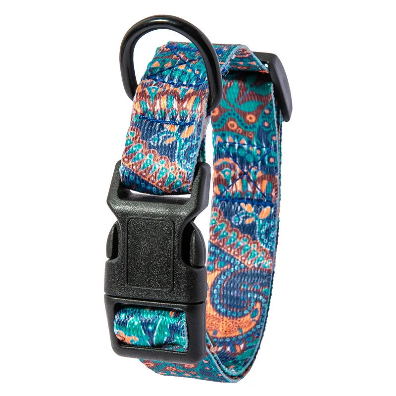 Bohemian Style Dog Collar & Leash Set – Adjustable for Small, Medium & Large Dogs