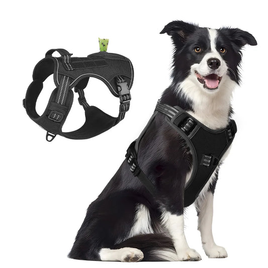 Tactical No-Pull Dog Harness Reflective Vest for Medium & Large Dogs