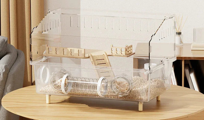 Large Transparent Hamster Cage – Luxury Villa Habitat Full Set for Small Rodents