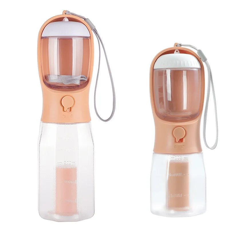 3-in-1 Dog Water Bottle with Food Storage & Waste Bag Holder
