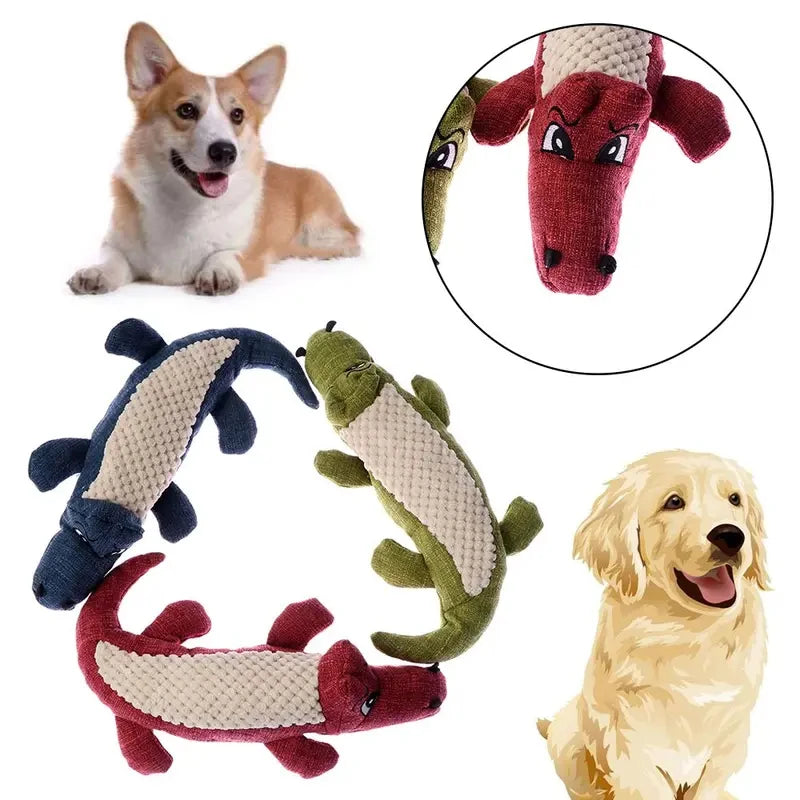 Squeaky Plush Crocodile Chew Toy for Dogs