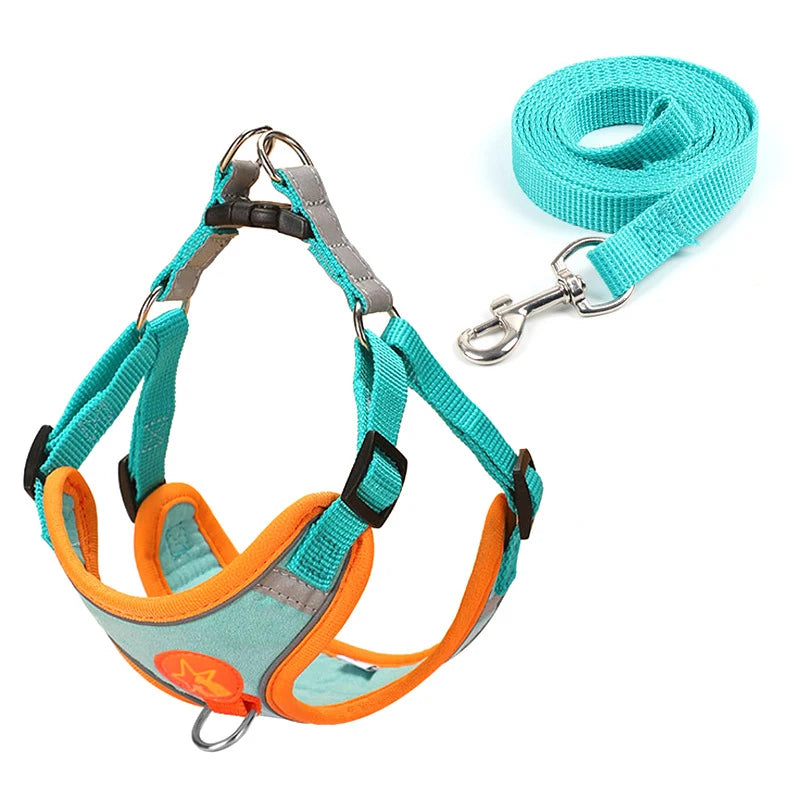Reflective Soft Mesh Dog Harness with Dual Lead Hooks – No-Pull Vest for Small & Medium Dogs