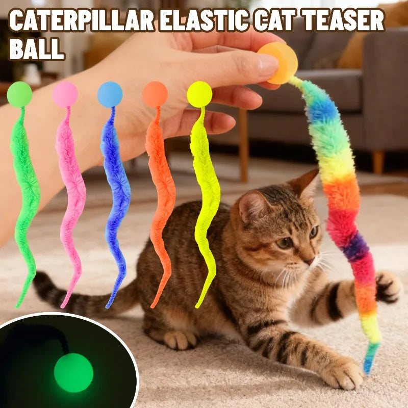 Interactive Glow & Bounce Cat Toy Set – Caterpillar, Balls & Teaser