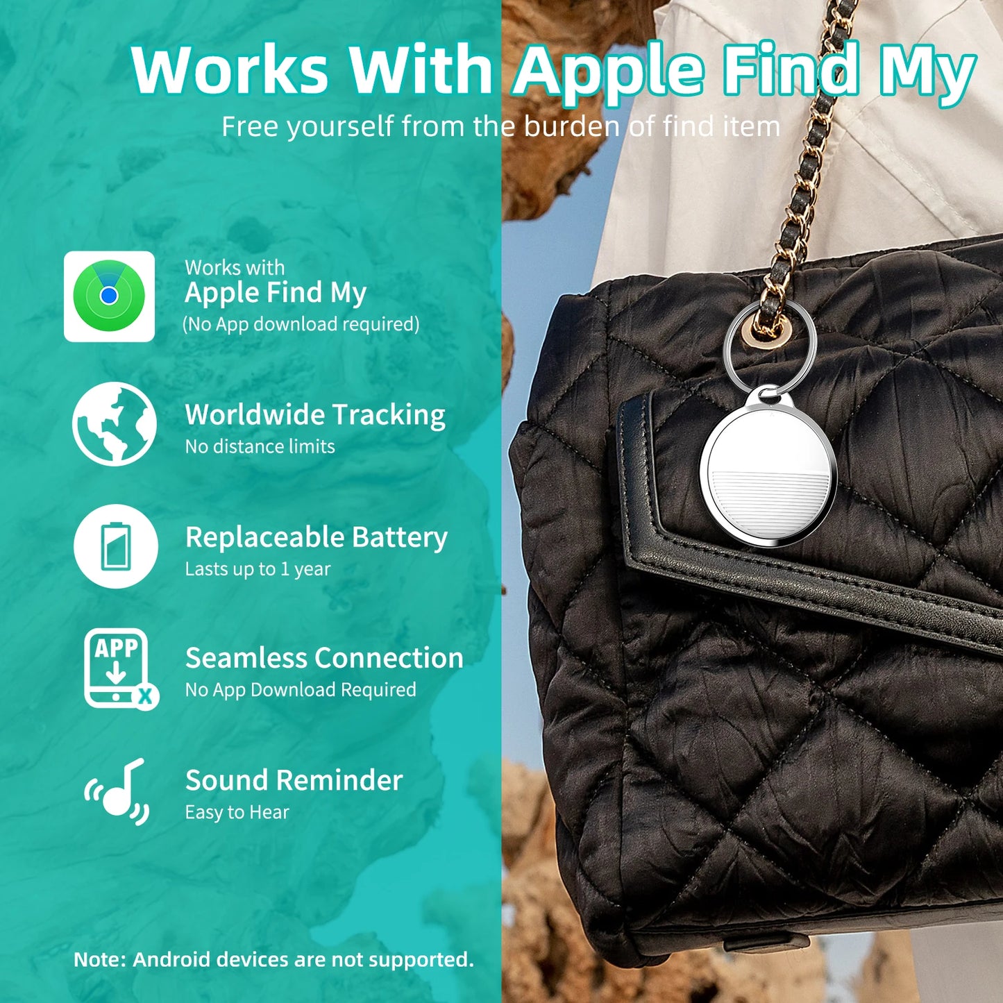 Apple Find My Tracker Tag — Waterproof, 1-Year Battery, Multi-Pack Options