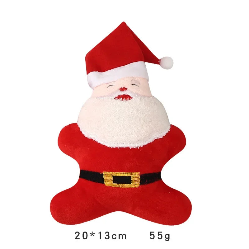 Christmas Dog Plush Toy - Squeaky Santa Claus Bone Toy for Small Dogs