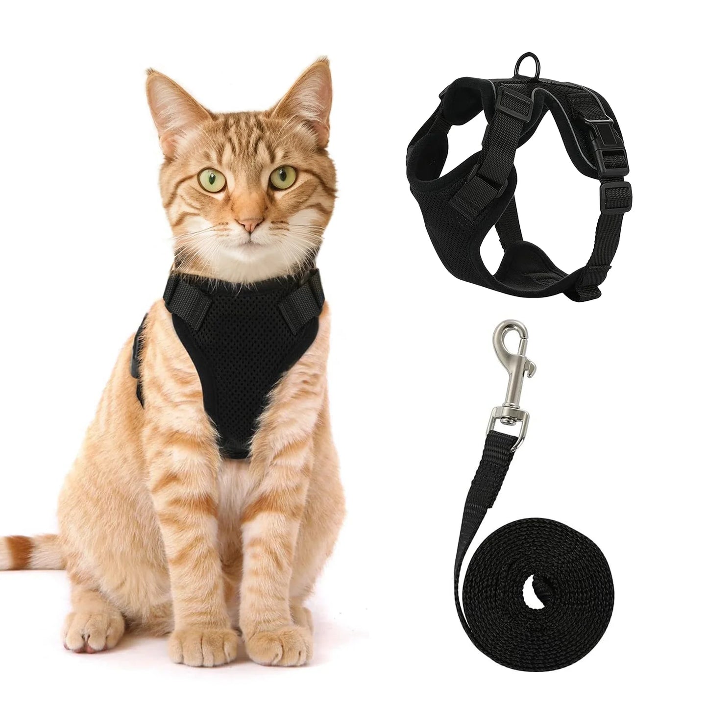Escape-Proof Cat Harness & Lead Set — Adjustable Reflective Mesh Vest for Cats & Small Dogs