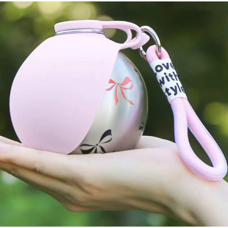 2-in-1 Foldable Dog Water Bottle with Bowl & Lanyard – 285ml Leakproof Travel Drinking Cup