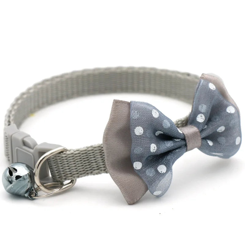Reflective Polka Dot Bow Cat Collar with Bell
