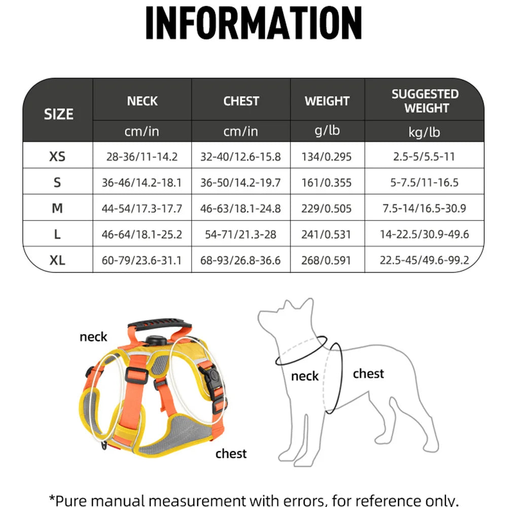 Reflective No-Pull Dog Harness Vest with AirTag Holder