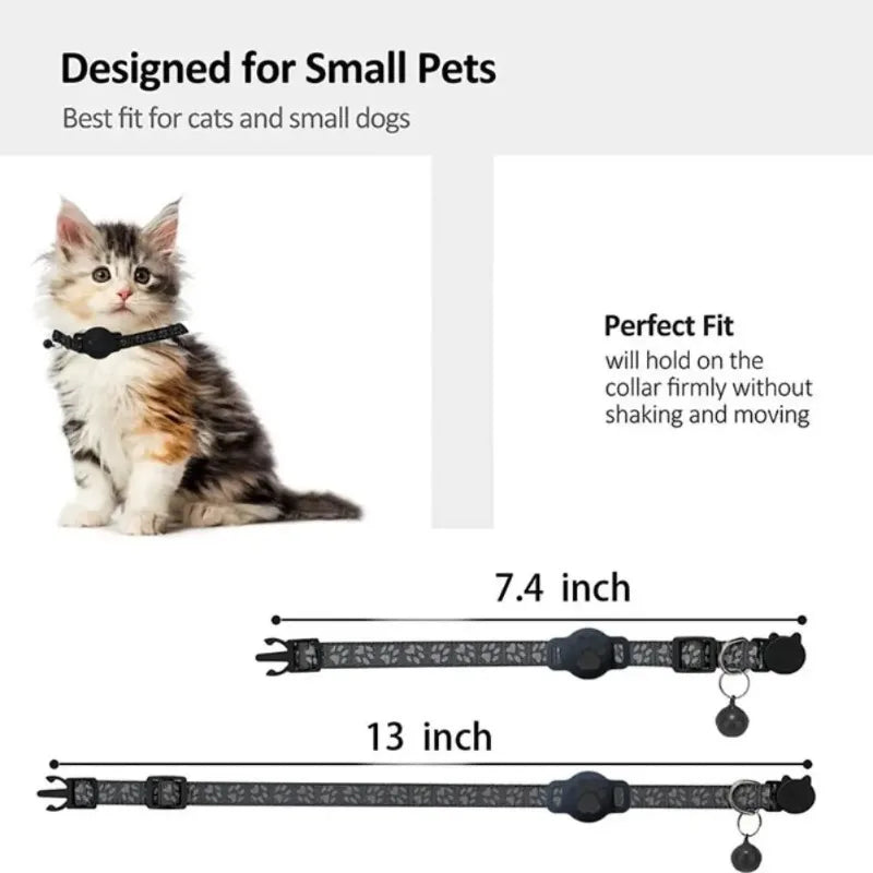 Reflective AirTag Pet Collar with Safety Buckle for Cats & Small Dogs