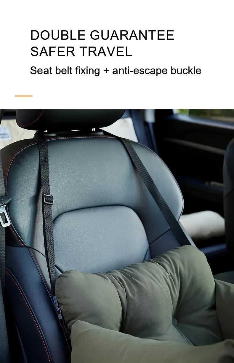 Dog Car Seat with Safety Belt & Non-Slip Base