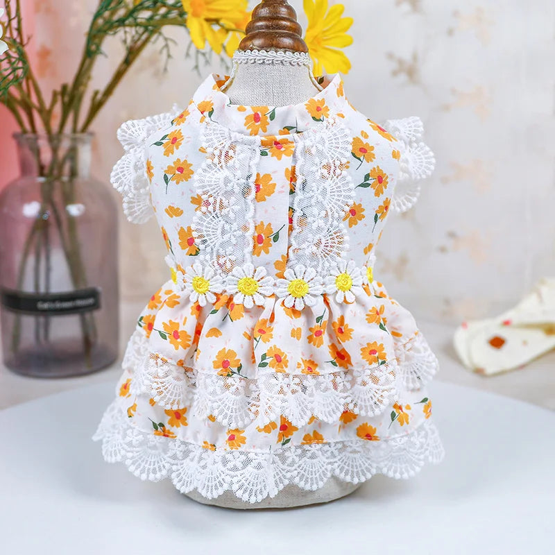 Lace Flower Princess Dress for Cats & Small Dogs