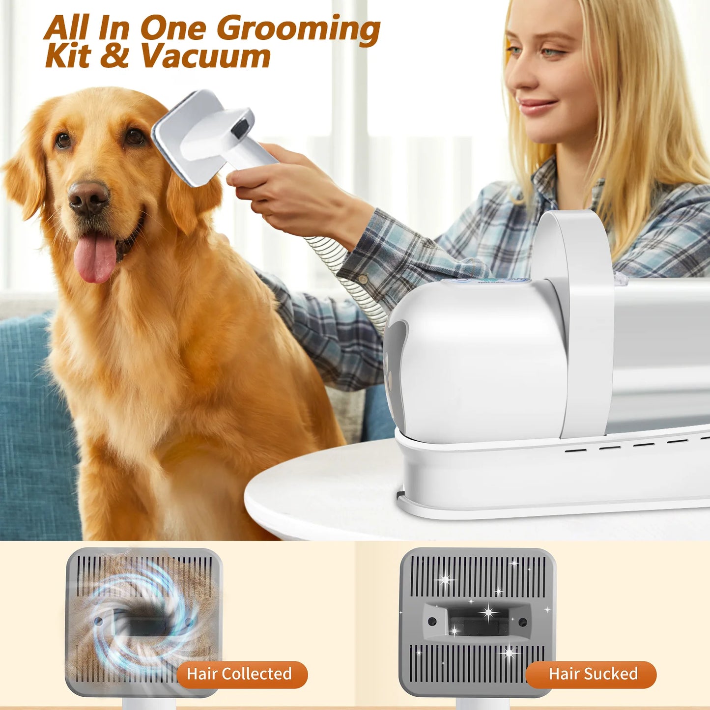 7-in-1 Pet Grooming Vacuum Kit with Clippers & Nail Grinder – 400W