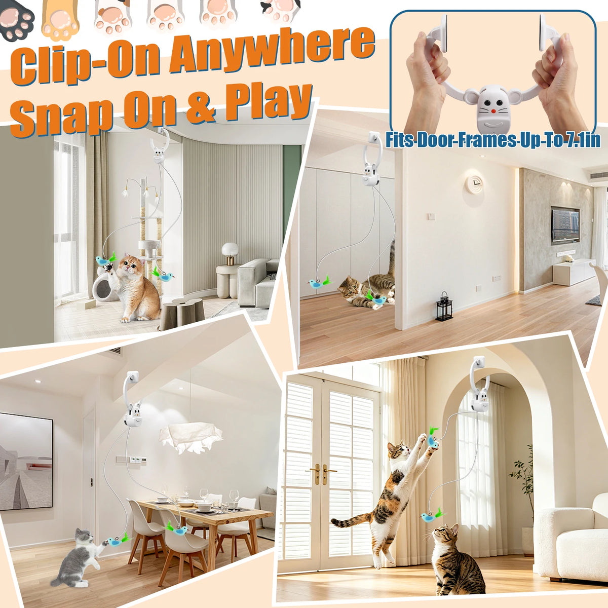 Automatic Door-Mounted Feather Cat Toy