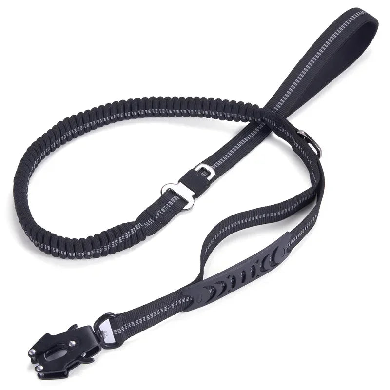 Reflective Bungee Dog Leash - Heavy Duty No-Pull Lead with Car Seatbelt