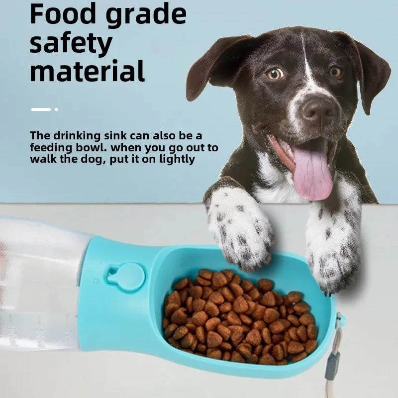 3-in-1 Dog Water Bottle with Food Storage & Waste Bag Holder