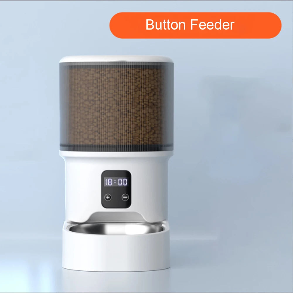 4L Smart App-Controlled Cat Feeder with HD Camera — Stainless Steel Bowl