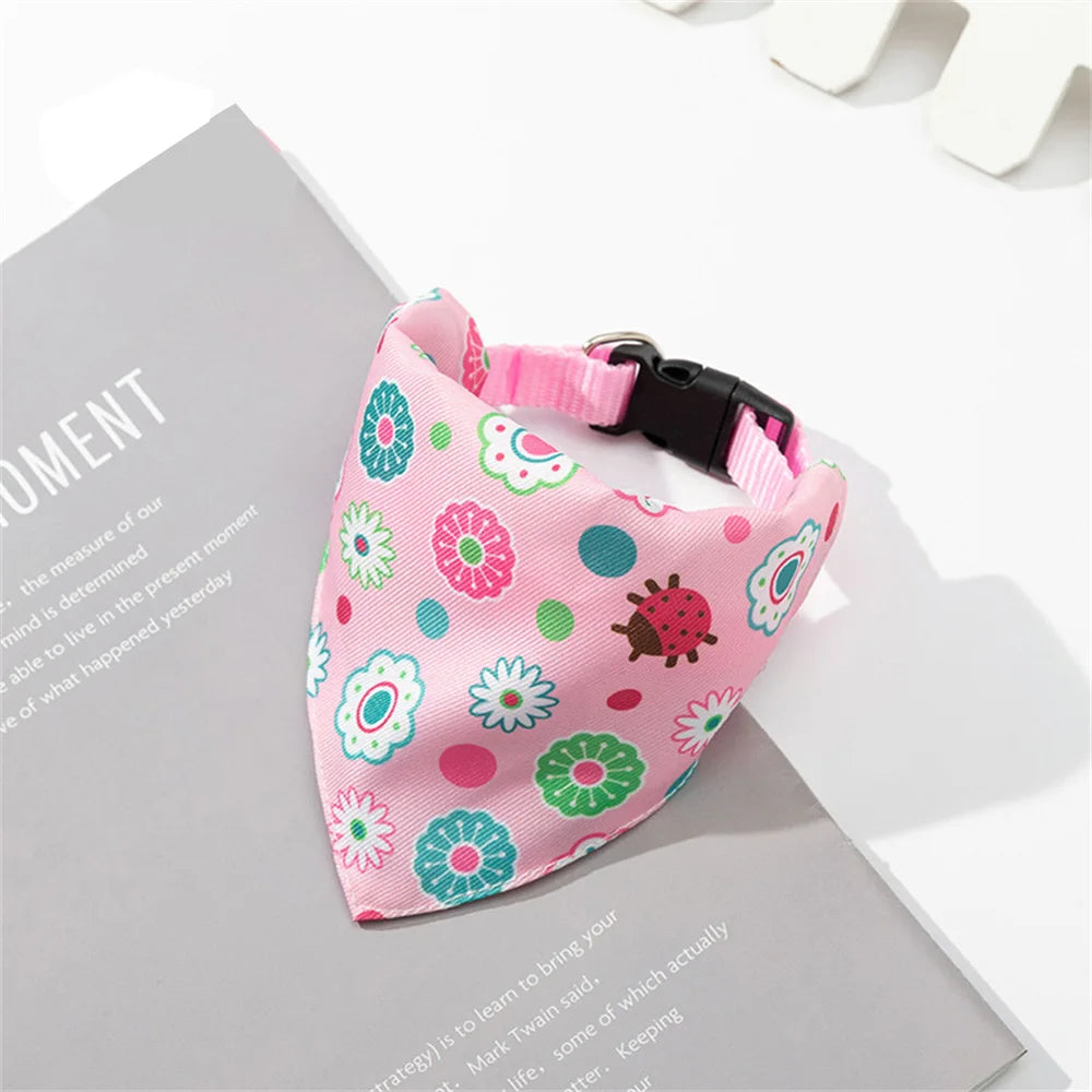 Cute Print Cat Dog Collar with Bandanas for Small Dogs Yorkshire Chihuahua Puppy Triangular Bandage Pet Accessories Supplies